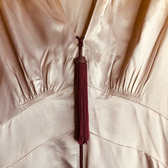 Vintage 30s Canterbury New York Champaign Satin Zip Dress Robe S/M - Picture 12 of 16